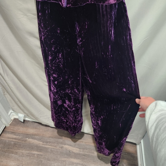 Watters and Watters Vintage 80s Luxurious Crushed Purple Velvet Pantsuit Set - Picture 7 of 14